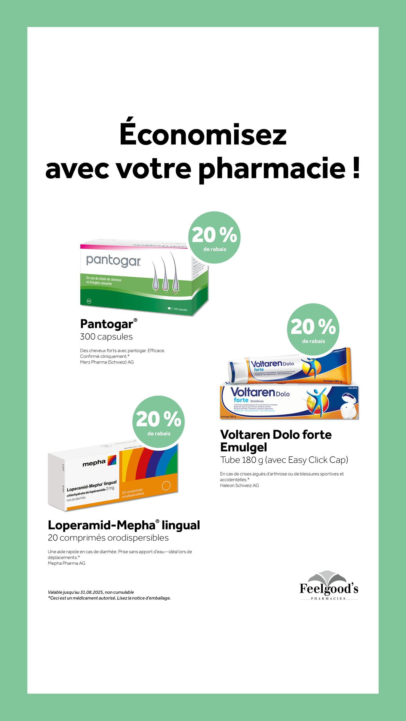 Action feelgoods Aout 2025 pharmancie Noirmont