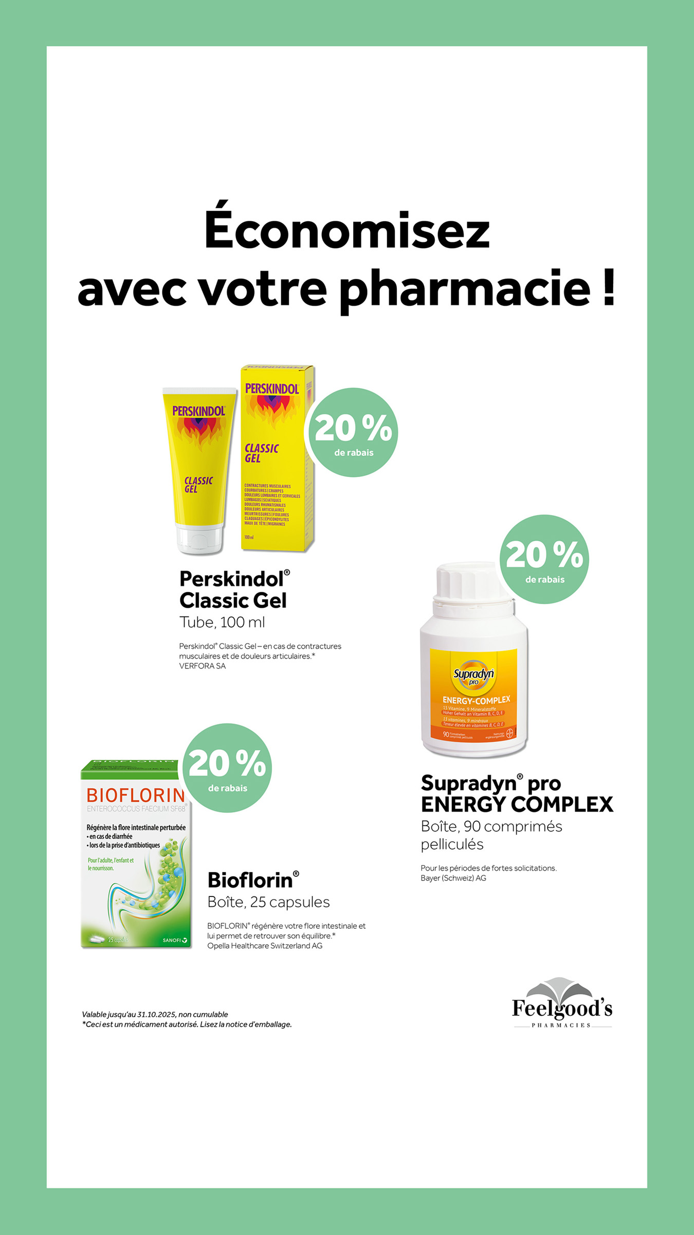 Les promotions du mois Action feelgoods Octobre 2025 pharmancie Noirmont