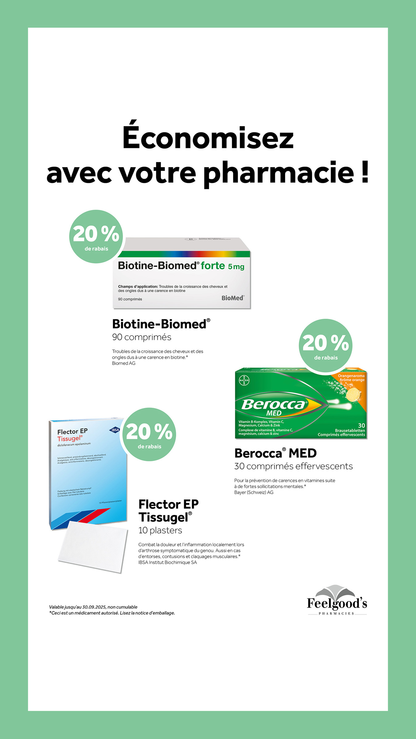Action feelgoods Septembre 2025 pharmancie Noirmont